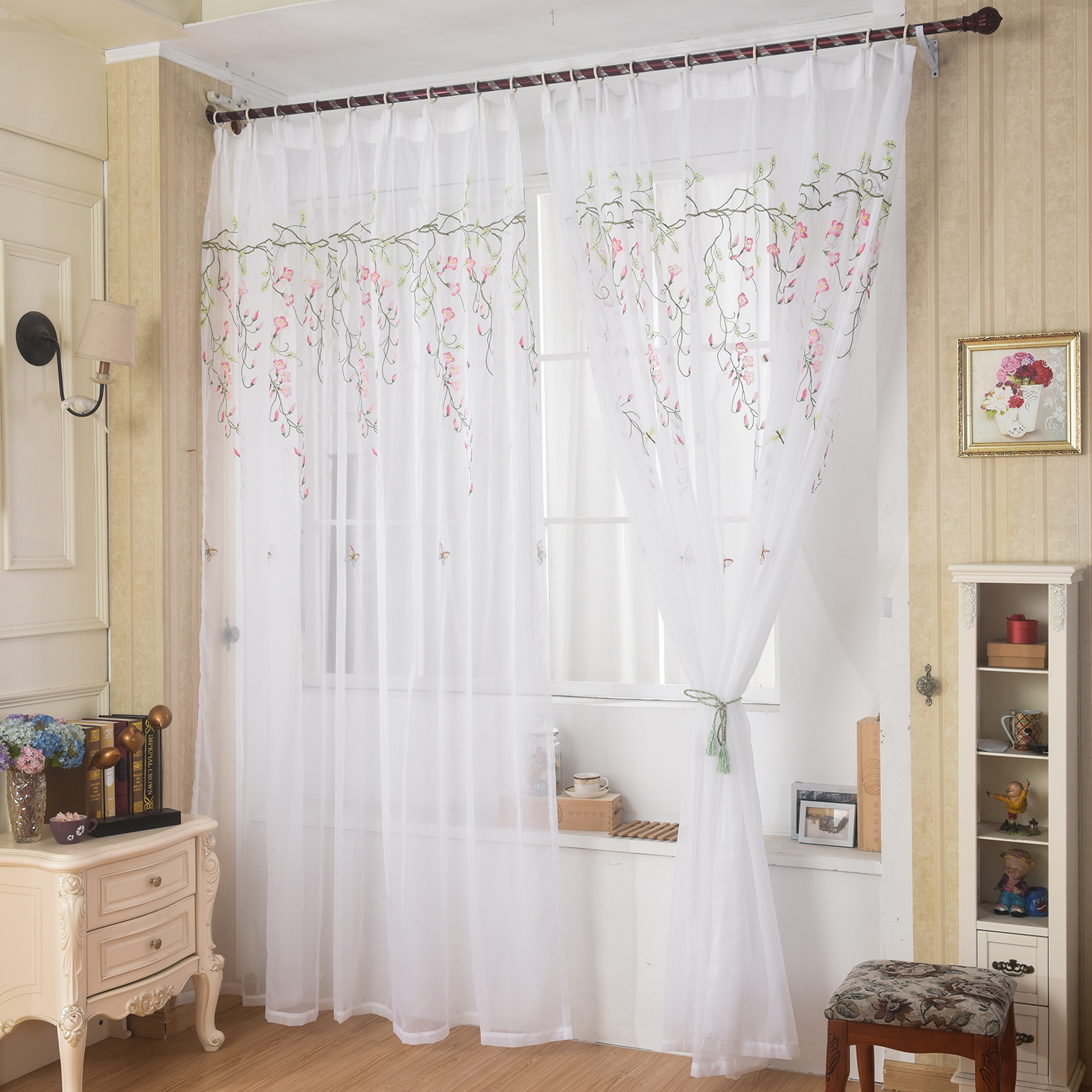 Balcony yarn Finished curtain embroidery yarn curtain material shading shading Living room Bedroom Bay window Door curtain custom special price