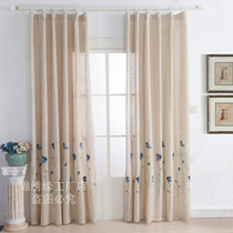 Half price sale foreign trade original single natural linen curtains Living room bay window Balcony Export tail single linen embroidered curtains