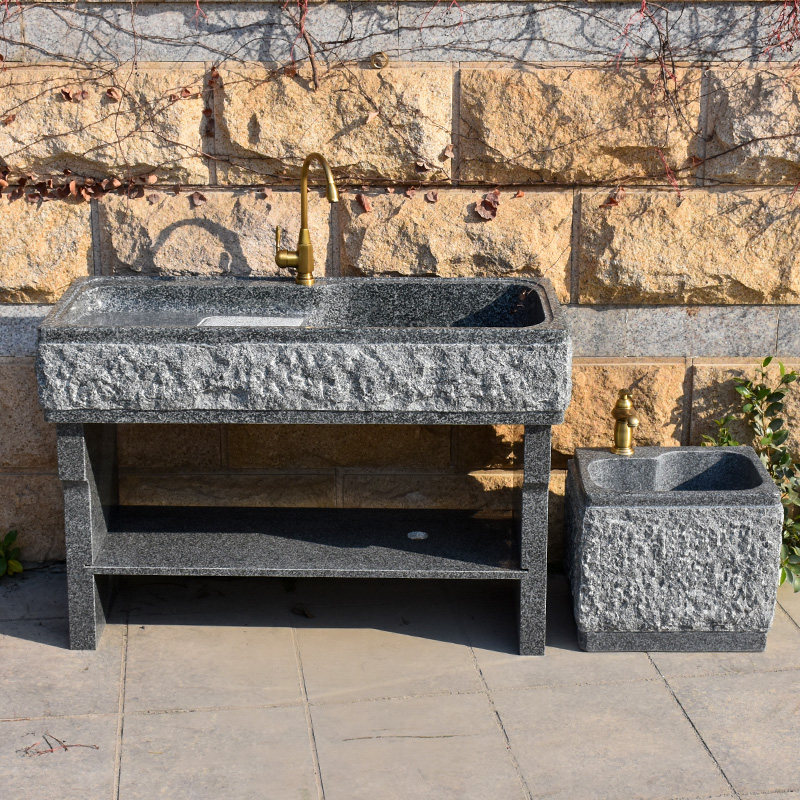 Natural marble laundry pool outdoor with washboard original stone water pool balcony stone integrated laundry tank