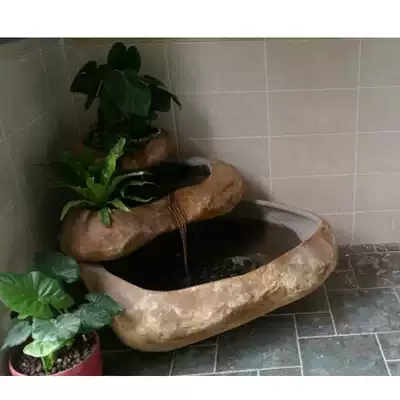 Pebble fish tank natural stone trough flowing water ornaments original stone stone carving balcony stone fish pond blue stone flower pot stone basin