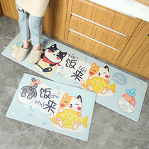Kitchen floor mat set Household absorbent oil-proof non-slip mat bath bathroom floor mat door carpet long doormat