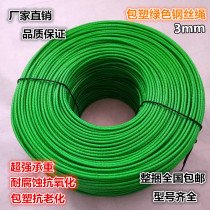 3mm green plastic coated steel wire rope Grape rack Kiwi pull line shading net drying rope Vegetable greenhouse special rope