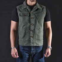 Chaimi American retro canvas hunting tooling old locomotive slim lapel vest male Ami khaki autumn and winter