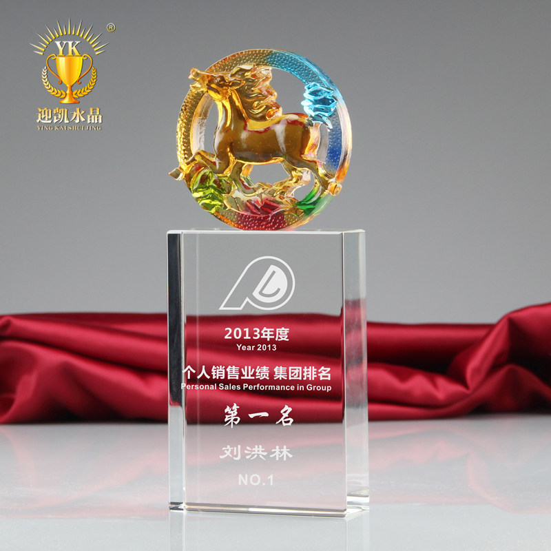 Trophy custom glazed trophy K9 trophy eagle dragon horse to success trophy year red dragon glazed horse crystal trophy