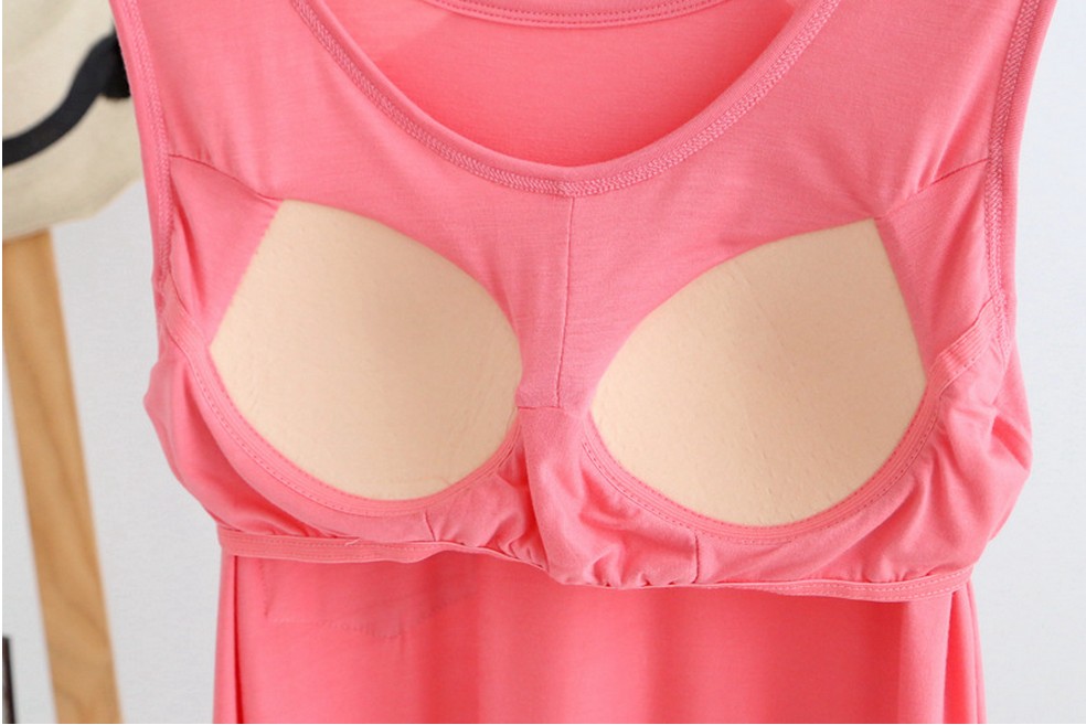Với bộ đồ ngủ ngực nữ mùa hè váy ngủ modal dây đeo nhà quần áo cotton mỏng phần miễn phí áo ngực lỏng mặc đầm nữ đẹp