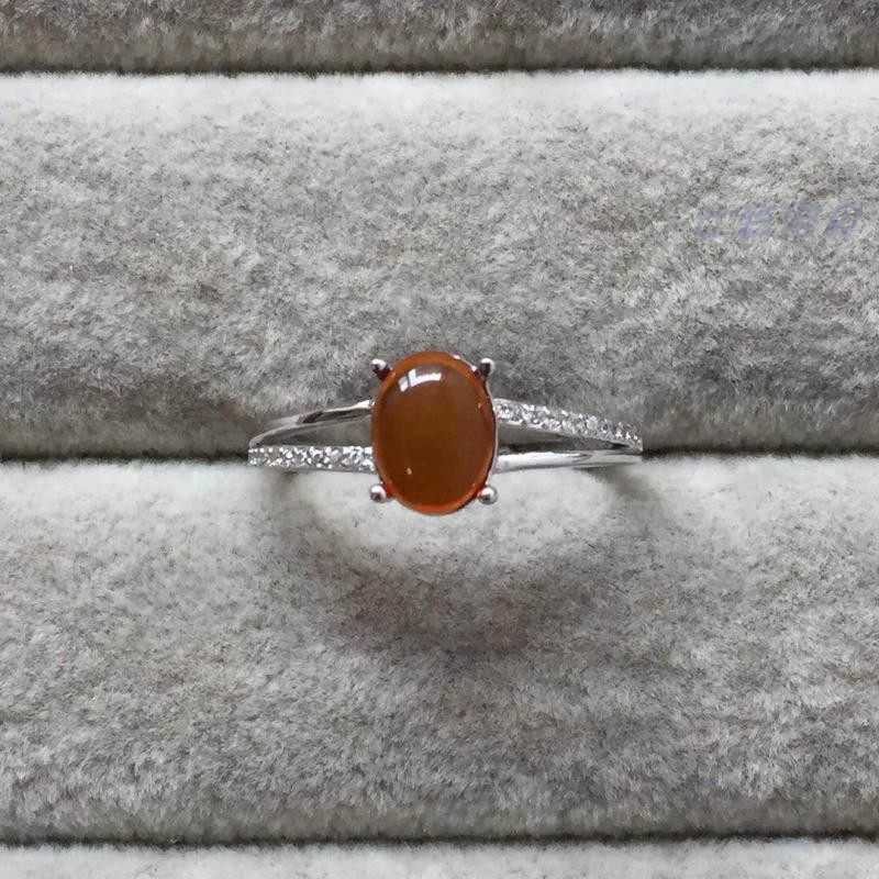 Natural amber blood amber C03-7 ring surface bare stone GIC jewelry appraiser learns organic gemstone specimens