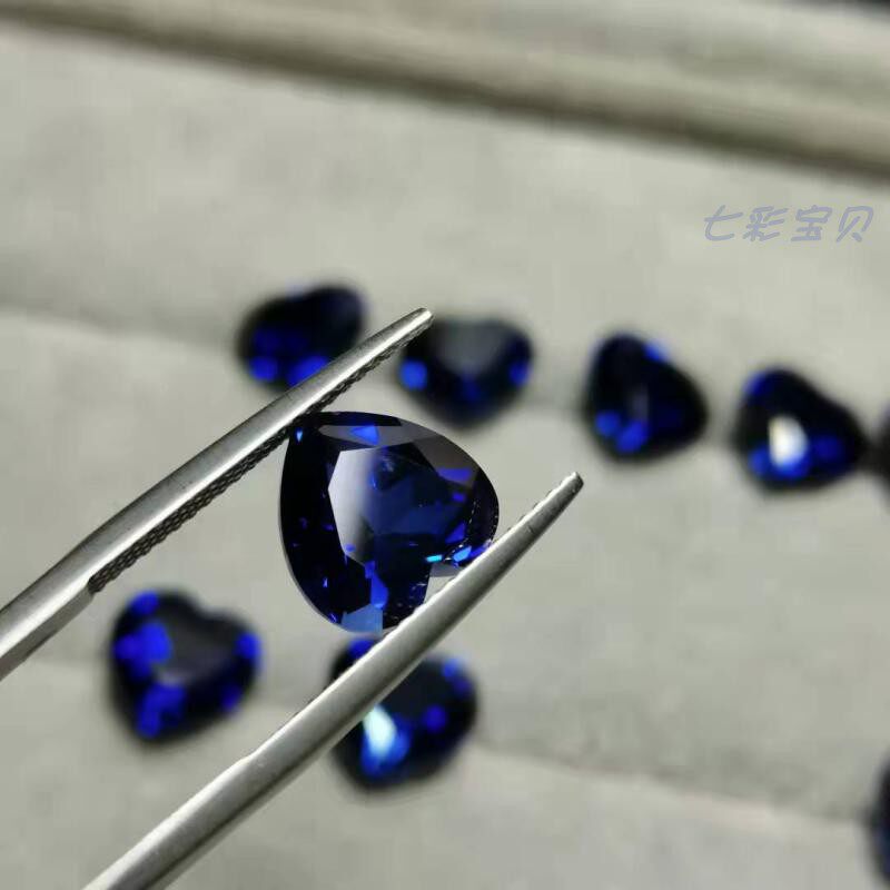 New Cargo Firework Method Synthetic Sapphire Heart-shaped Royal Blue Crystal Full Net Customizable Ring Pendant