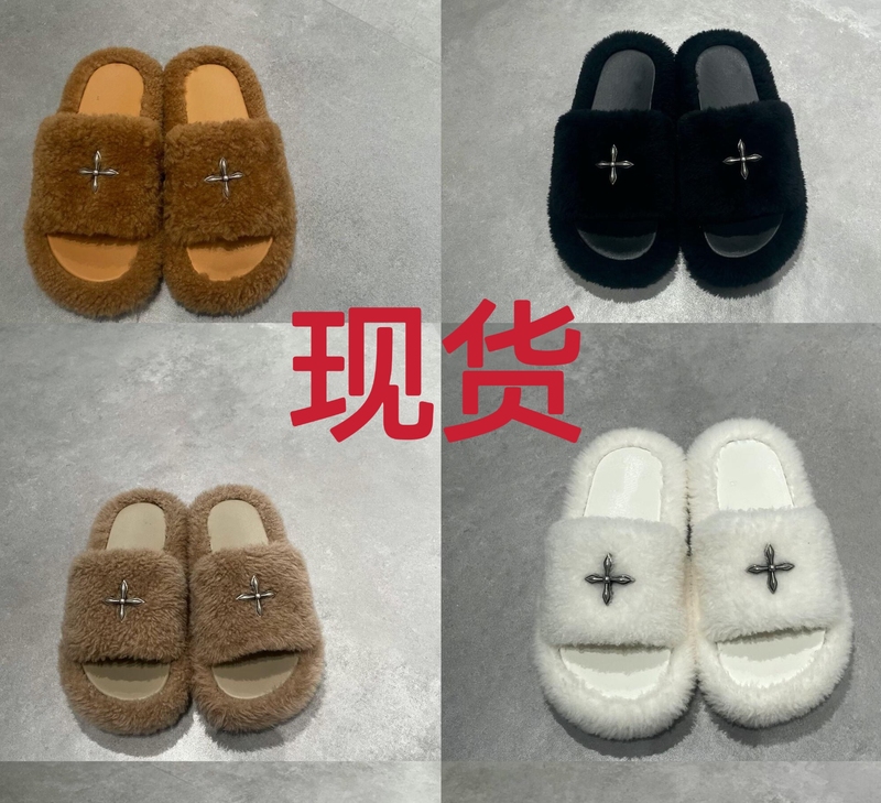 2026 New Snow-White Furry Slippers with Thick Soles, Plush Cross-Strap Outdoor Short Plush Wild Black Slip-On Slippers for Women 2026 New Snow-White Furry Slippers with Thick Soles, Plush Cross-Strap Outdoor Short Plush Wild Black Slip-On Slippers for Women