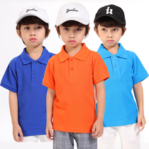 Summer pure cotton children turn up short sleeves white polo parent-child Games active clothes custom embroidery printing