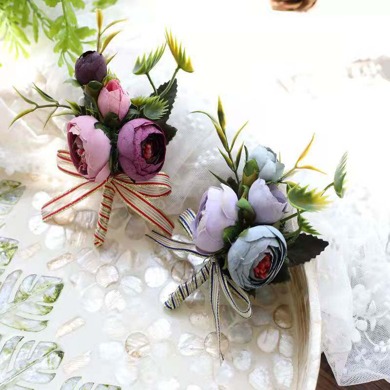 Wedding flower girl European-style artificial flower bud advanced corsage children's artificial flower brooch