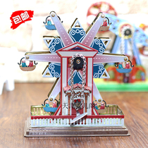   Post-80s classic nostalgic tin toys Retro ornaments clockwork tin Ferris wheel toys with video