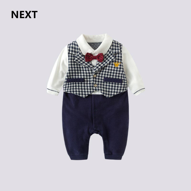 NEXT baby spring and autumn jumpsuit 100 days pure cotton men go out autumn full moon dress children's clothes baby autumn clothes tide clothes