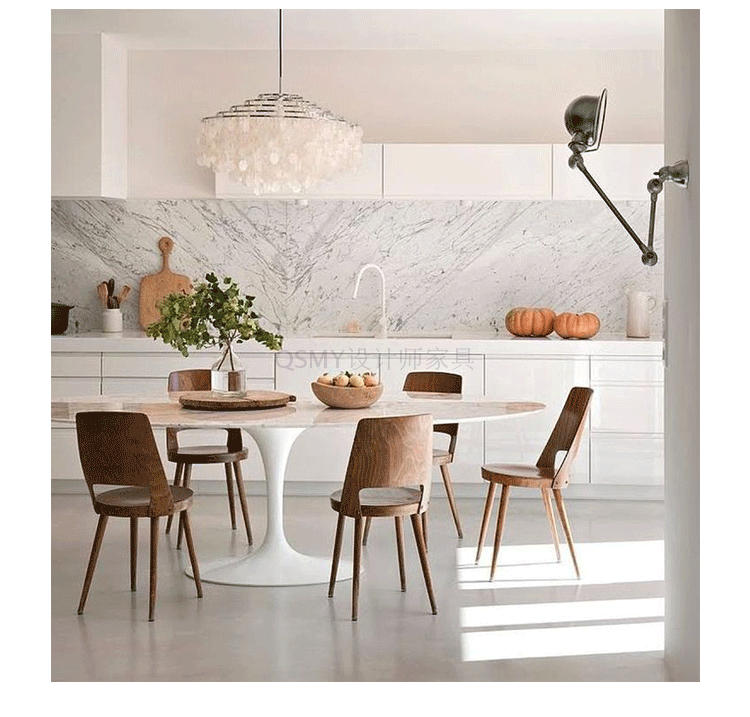 Bàn ăn bằng đá cẩm thạch thiết kế cổ điển ghế bàn ăn