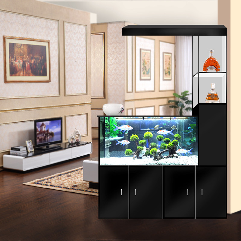Square wine cabinet fish tank living room large large glass aquarium floor home medium ecological fish tank small