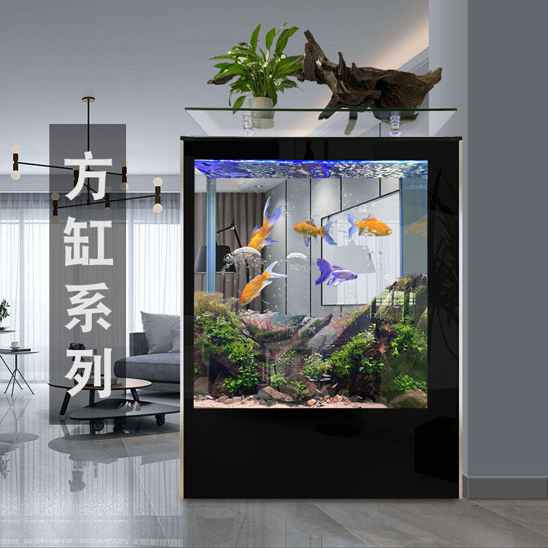 Household large goldfish tank living room small floor partition no water ecological aquarium turtle tank custom super white