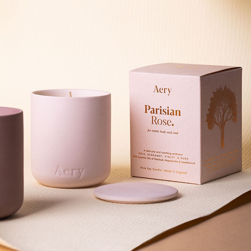 AERY Scented Lavender Candle Faraway Earth Uk Home Indoor Soothing Sleep Natural Essential Oils Fresh Smoke-free Scents