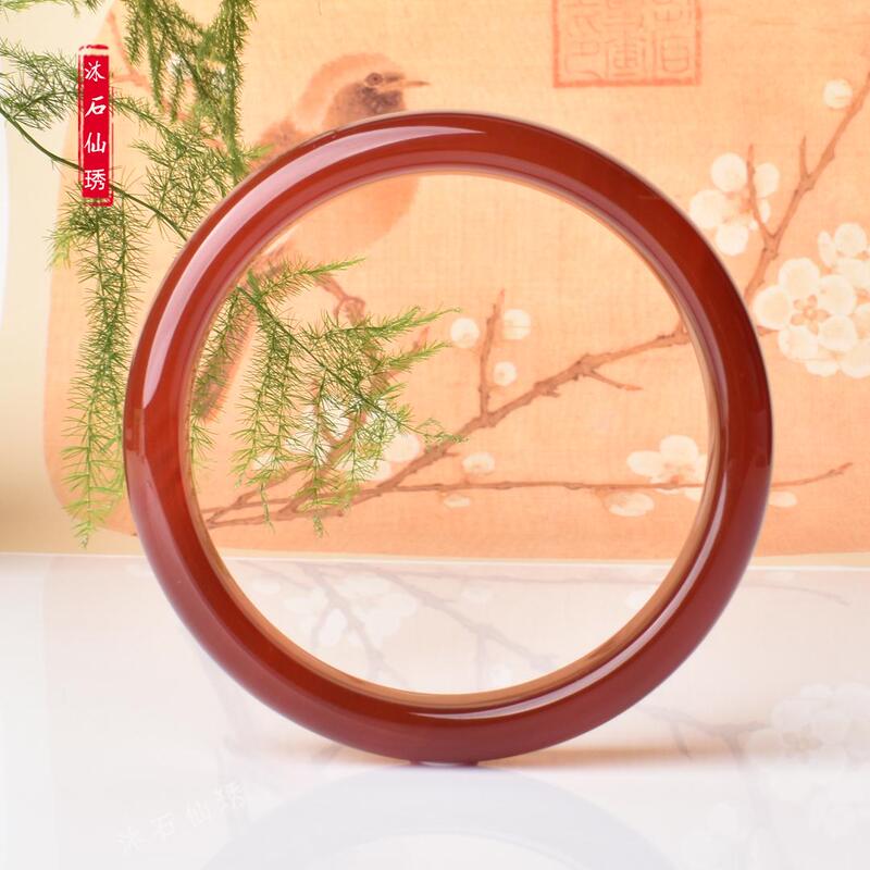 Agate Bracelet with Narrow Red Band, Mom-Style Ethnic Style Jewelry Agate Bracelet with Narrow Red Band, Mom-Style Ethnic Style Jewelry