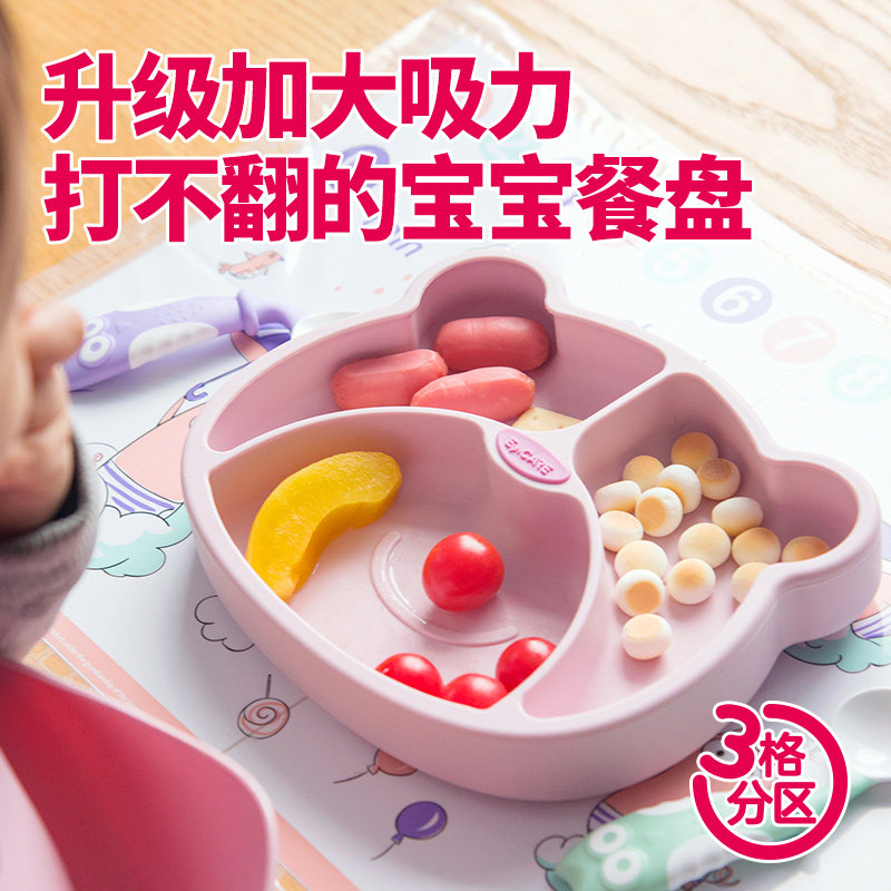 Baby dinner plate Cartonics eating silicone Dinner Plate Home Anti-Fall Suction Disc Ingredients Bowls Children Cutlery-Taobao