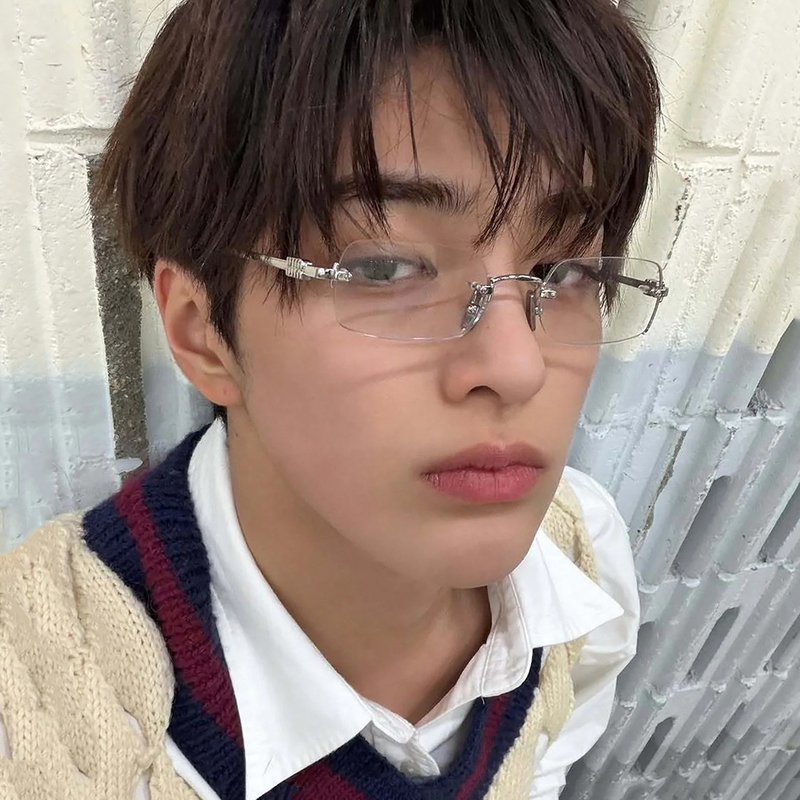 Cortis an Qianhao Same Style Rimless Glasses for Men, Retro Silver Frame, Suitable for Women with Prescription Lenses, Anti-Blue Light