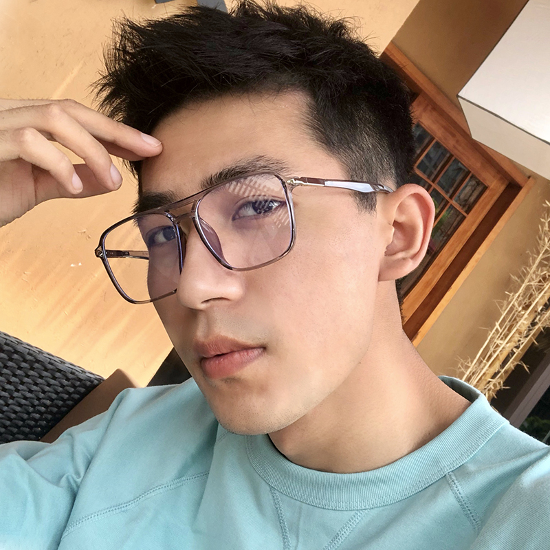 Day Ensemble Retro tr90 Men's Super Light Glasses Box Suitable for large face Lean Anti-Blue Light Matching Nearsightedness Glasses Female