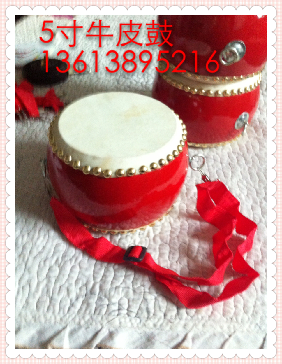 5 inch cowhide drum children's toy drum early education percussion instrument small drum small gongs and drums small red drum flat drum