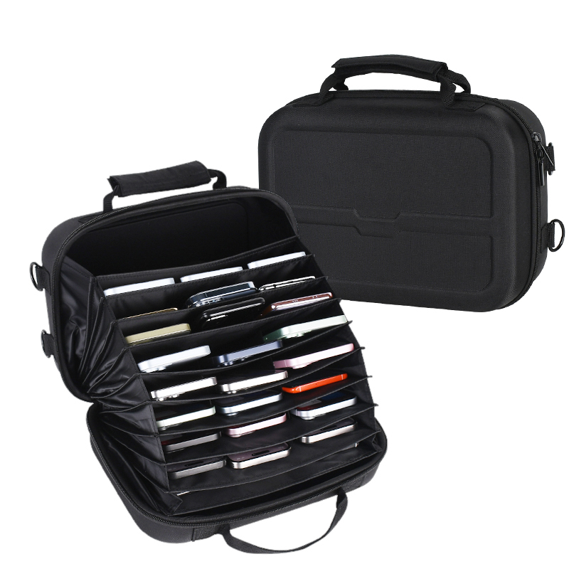 Hard-Shell Oxford Cloth Backpack for 27 Large-Screen Phones, Storage Box for 7 Multi-Card Slot Smartphones
