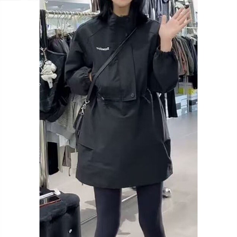 High-End Drawstring Waist Slimming Dress for Women, New Autumn Style, Cool Stand-Up Collar Mid-Length Elegant Trench Coat Jacket High-End Drawstring Waist Slimming Dress for Women, New Autumn Style, Cool Stand-Up Collar Mid-Length Elegant Trench Coat Jacket
