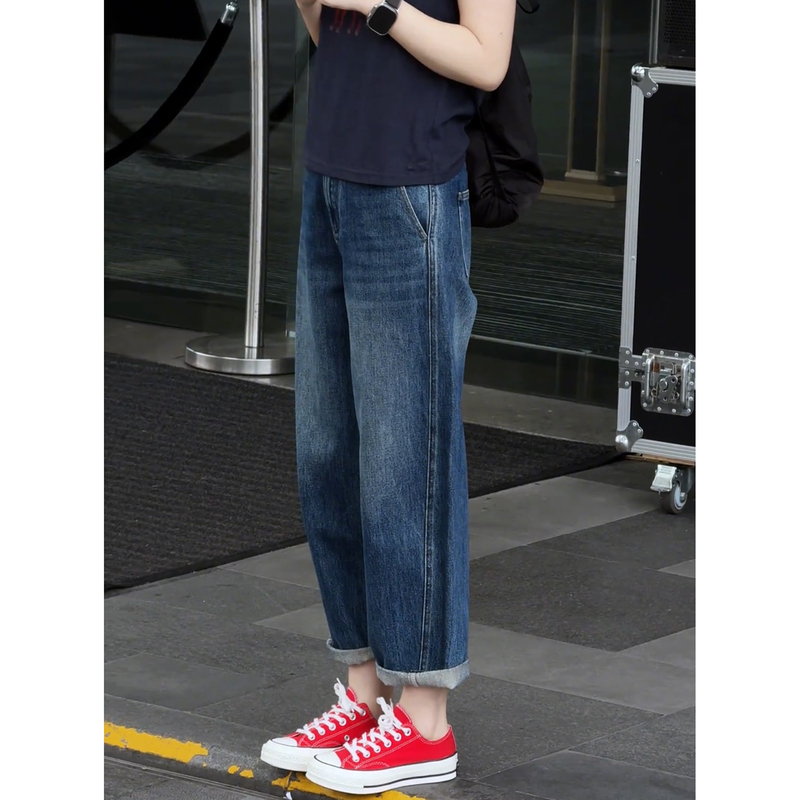 Vintage Jeans for Women, Slimming Straight-Leg Pants, Summer Hip-Covering Wide-Leg Pants, Pear-Shaped Body, Loose and Versatile, Cropped Dad Pants Vintage Jeans for Women, Slimming Straight-Leg Pants, Summer Hip-Covering Wide-Leg Pants, Pear-Shaped Body, Loose and Versatile, Cropped Dad Pants