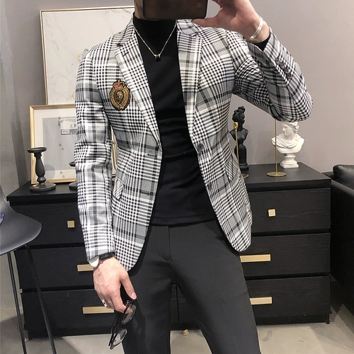 Мужской трендовый костюм, комплект для отдыха, изысканный стиль, в корейском стиле, облегающий крой, в британском стиле