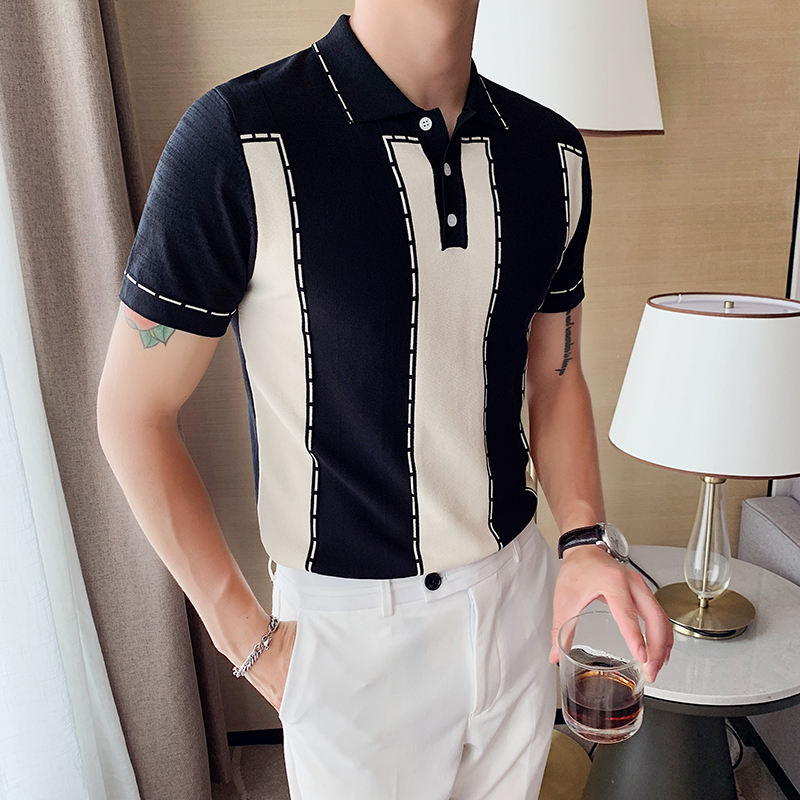 Summer polo shirt man short sleeve net red tides red knit half sleeve ice silk T-shirt Inn sleuth handsome t-shirt blouse