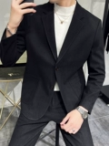 Шерстяной осенний демисезонный комплект, элитный пиджак классического кроя для отдыха, увеличенная толщина, облегающий крой