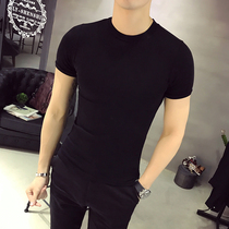 Short-sleeved T-shirt mens summer personal shirt Korean version of the trend half-sleeved solid color top jerk base shirt cotton clothes
