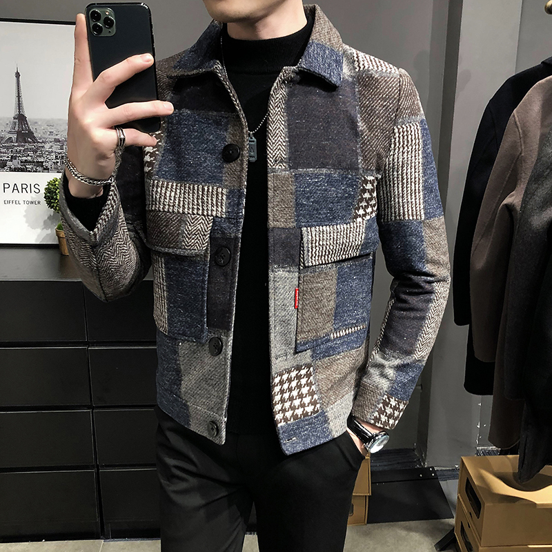 Woolen Jacket Men's Spring and Autumn 2022 New Men's Jacket Lapel Casual Light Cooked British Style Slim Trend Short