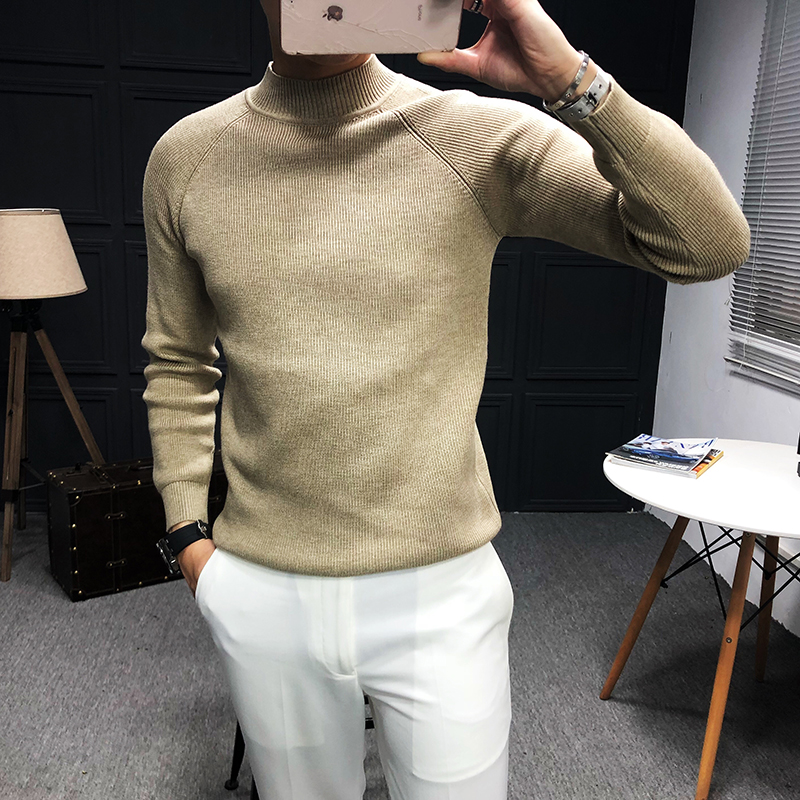Winter sweater men's and half high collar Long sleeves Men's knitwear sweaters The Korean version Trend individuality autumn and winter woolen sweatshirt