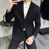 Шерстяной костюм, осенний демисезонный приталенный комплект, пиджак классического кроя для отдыха, изысканный стиль