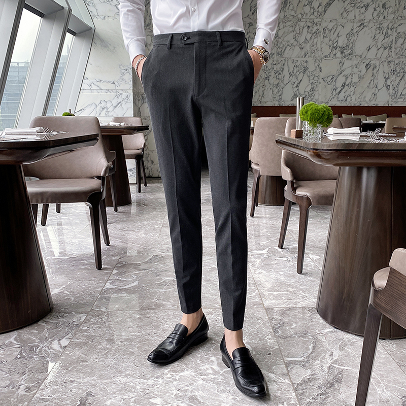 Spring and autumn new trousers men's light and familiar style men's casual pants Korean version of the trend of slim small feet business nine-point suit pants