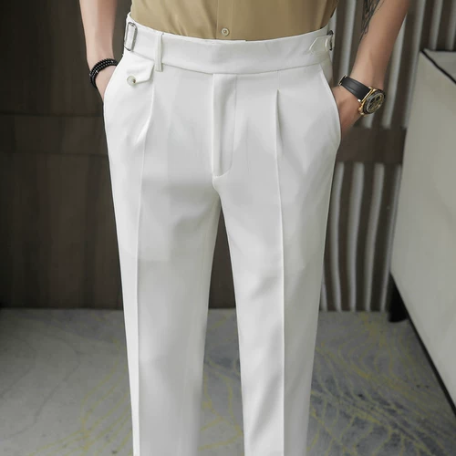Осенние белые трендовые штаны для отдыха, костюм, пиджак классического кроя, изысканный стиль, свободный прямой крой