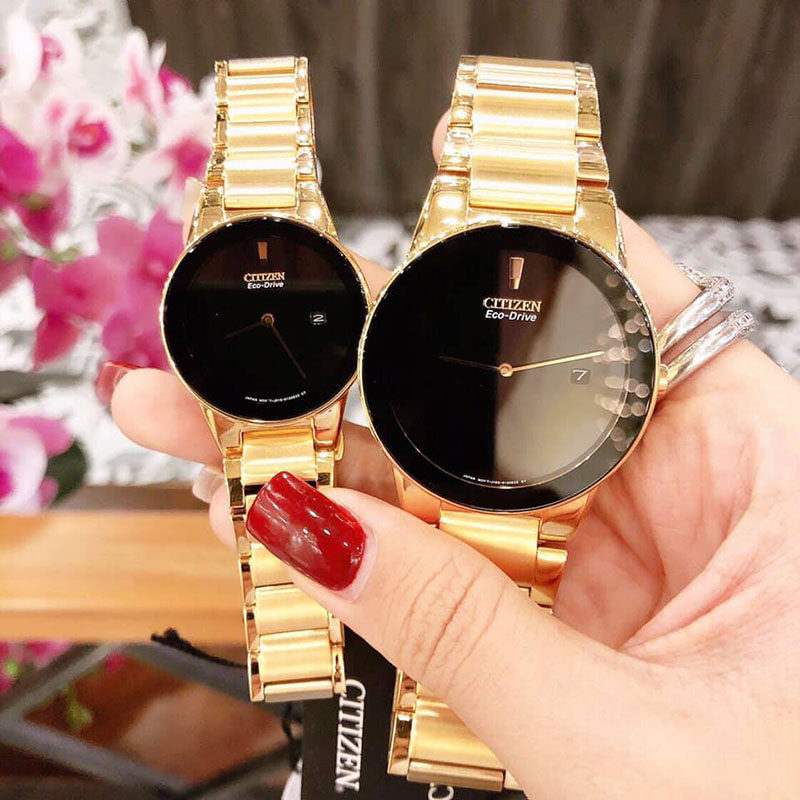 West Railway City couple watches a pair of Citizen ultra-thin light kinetic energy men and women quartz watch AU1065-58E-Taobao