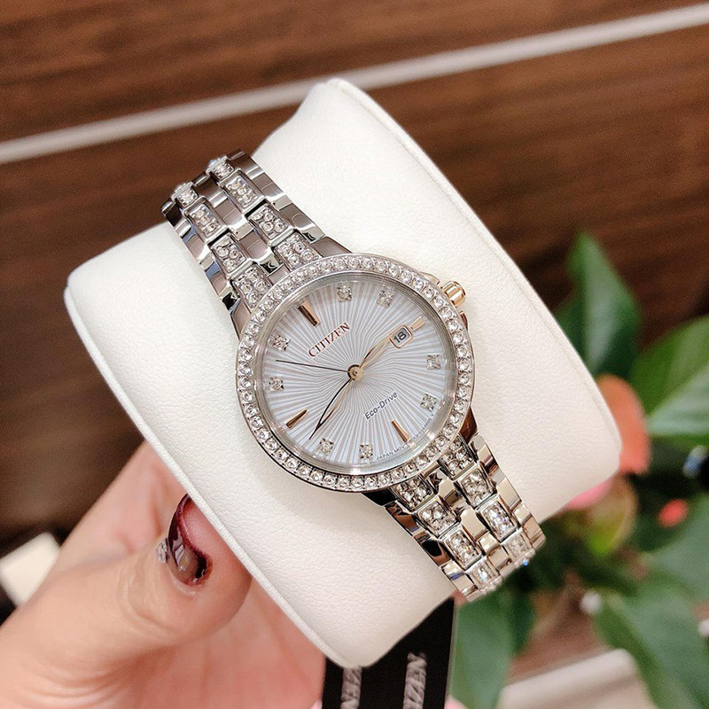 West Railway City Women's Table Citizen EW2340-58A Crystal inlaid with threaded dial light Kinetic Fashion Watch-Taobao