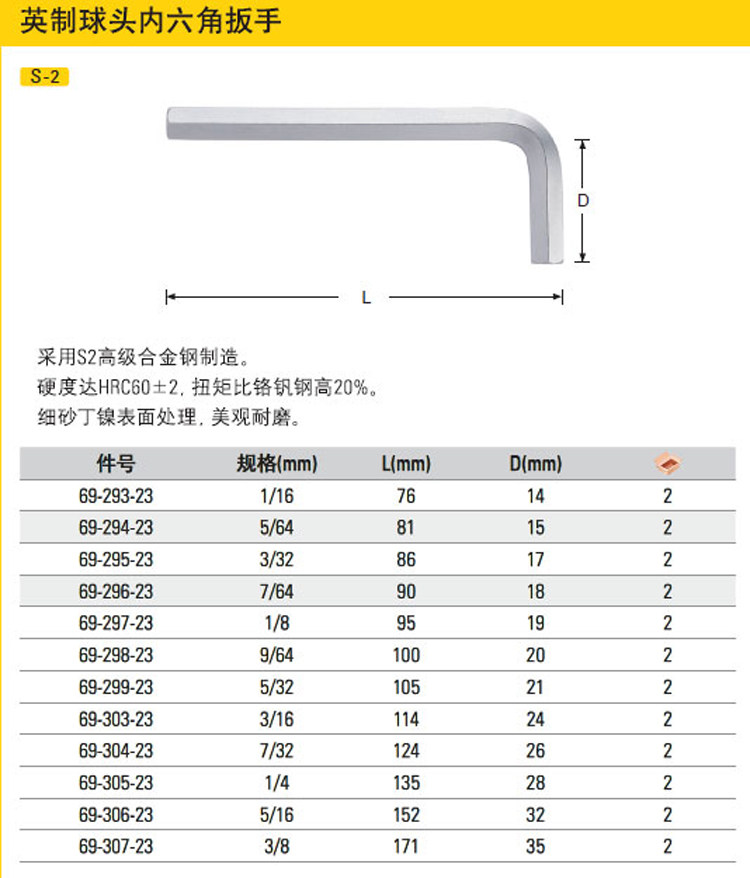 Stanley Stanley Indanley Inmanufactured ball head Inner Hexagon Wrench 69-293-23 294295296297298