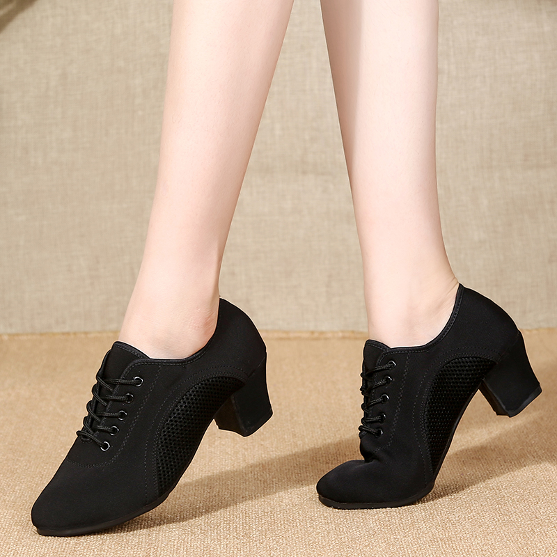 Latin Dance Shoes Women Adults Soft Bottom Dancing Shoes New Middle Heel Teacher Practice Shoes Social Dance National Mark Morden Dance Shoes