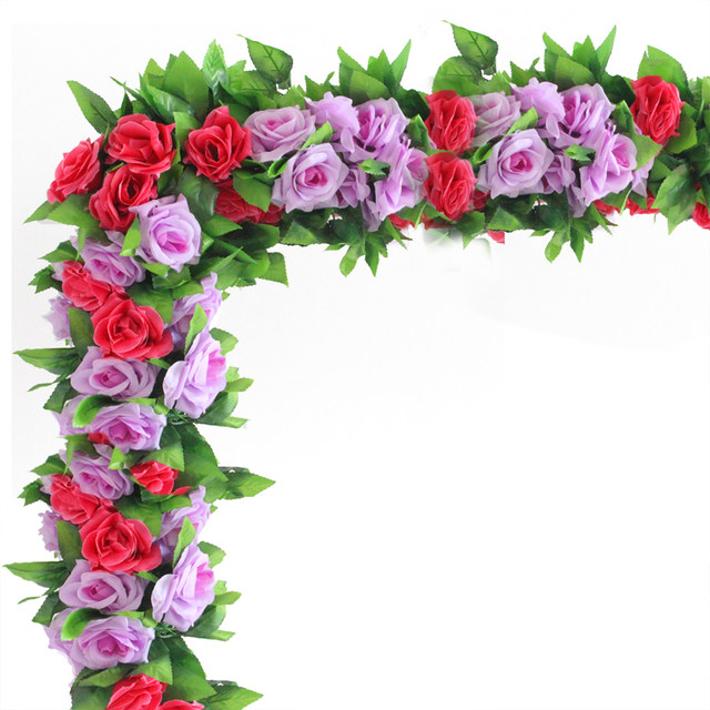 Simulated rose vine ຕົກແຕ່ງຫວາຍພາດສະຕິກ vine ຫ້ອງຮັບແຂກເພດານທໍ່ເຄື່ອງປັບອາກາດສະກັດດອກ fake winding ແຖບດອກ