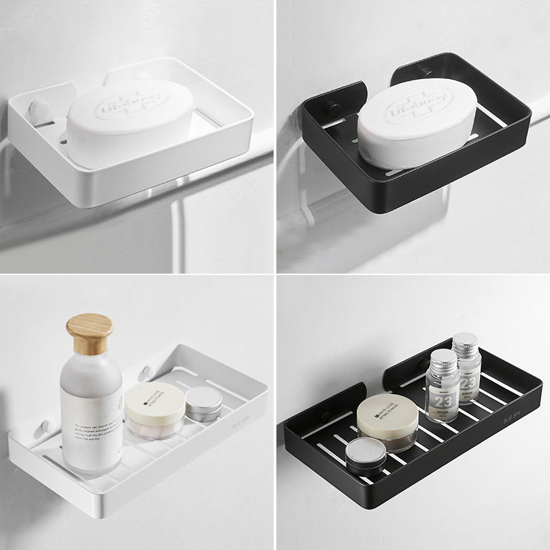 Free hole 304 stainless steel fertilizer net balcony incense box Black nail-free plate bathroom fertilizer rack shelf