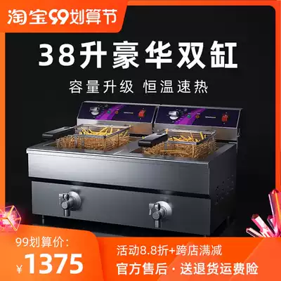 Electric Fryer commercial double-cylinder large-capacity Fryer electric fryer thickened fried skewer chicken fritter machine equipment 38L