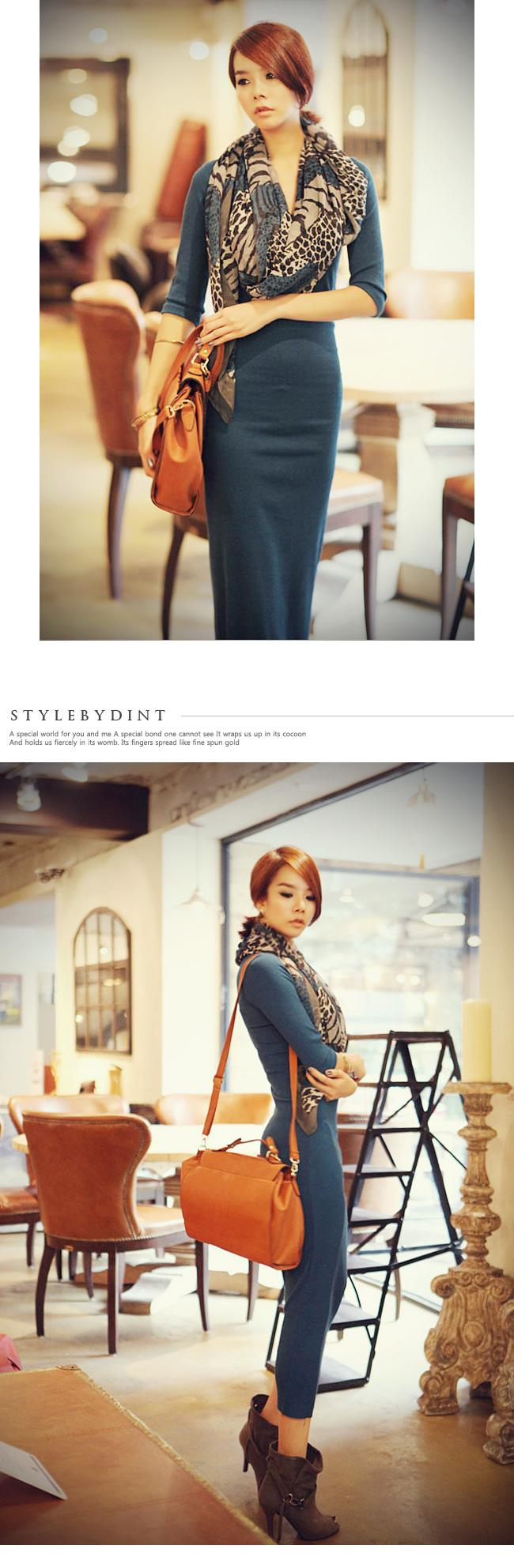 Korean women's new autumn and winter long-sleeved long knitted long skirt Slim base skirt NSYF1078