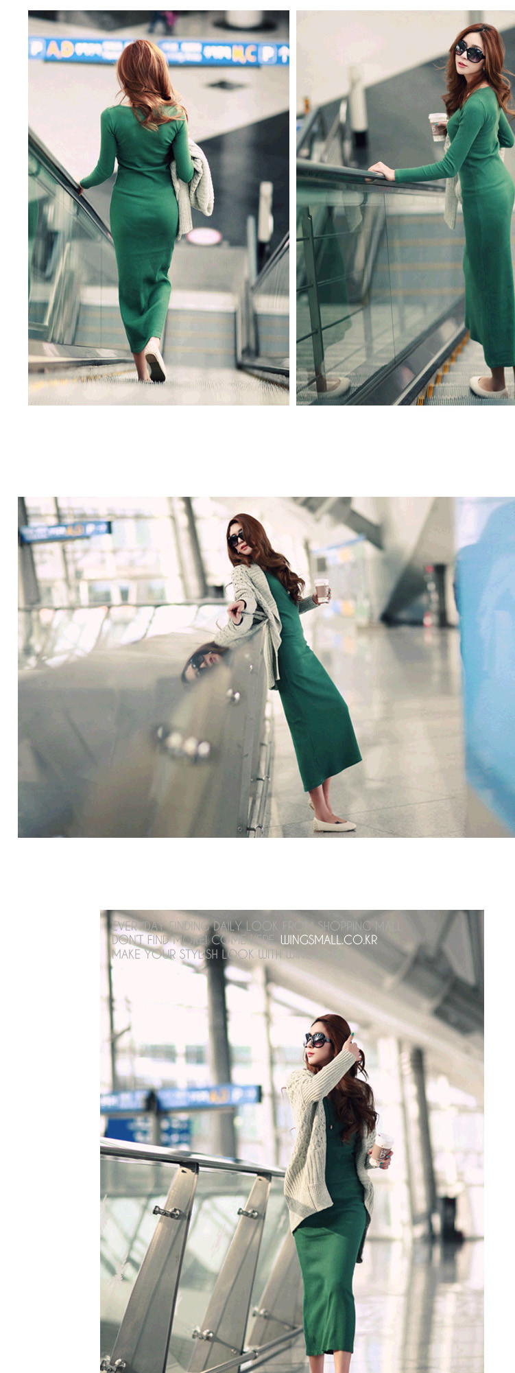 Korean women s new autumn and winter long-sleeved long knitted long skirt Slim base skirt NSYF1078