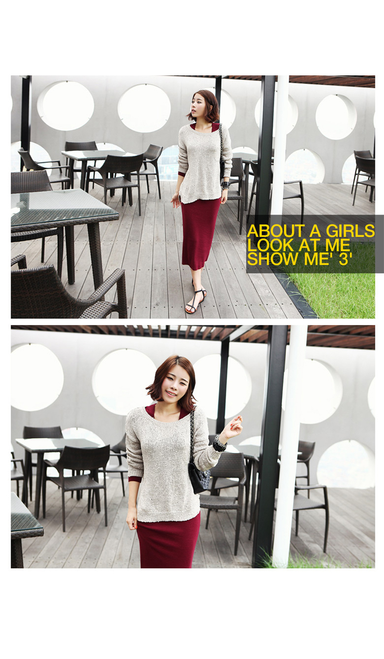 Korean women s new autumn and winter long-sleeved long knitted long skirt Slim base skirt NSYF1078