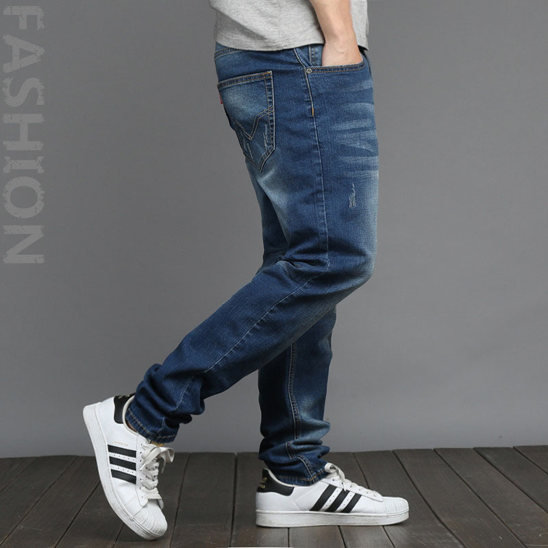 Plus-Size Men's Jeans, Extra Large, High-Waisted, Slim-Fit Straight-Leg Stretch Skinny Pants for Big and Tall Men, Spring and Autumn