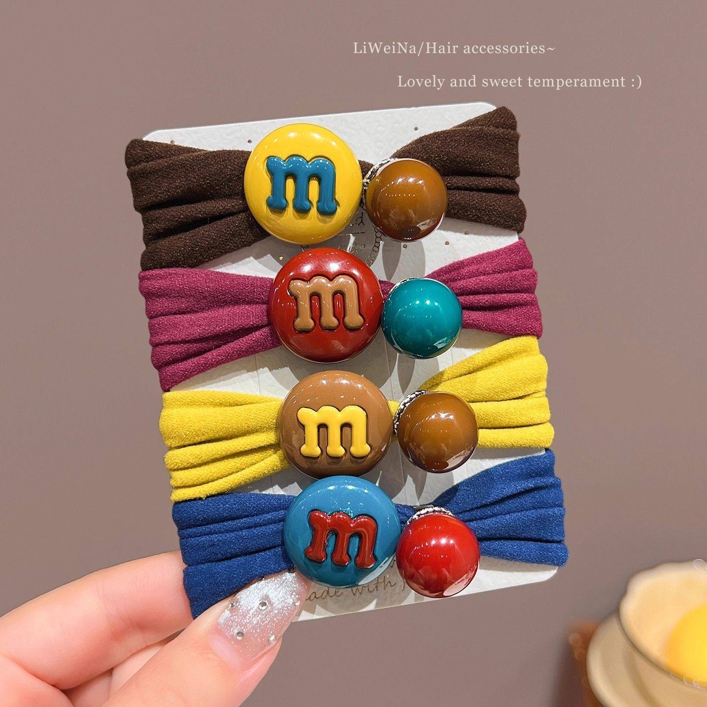 Colorful Beaded Hair Ties for Women, High Elasticity, Durable Rubber Bands, Elegant Low Ponytail Hair Ties, Children's Hair Accessories