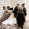 New Plush Bunny Ear Hair Ball Hair Tie, Simple and Elegant Ponytail Holder, High Elasticity Autumn and Winter Hair Band, Trendy Hair Accessory